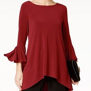 Alfani Red Womens Jersey Hi-low Pullover Blouse
